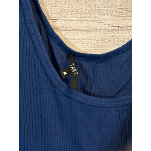 Tart Navy Blue Ribbed Long Tank Top Size M - Picture 2 of 3